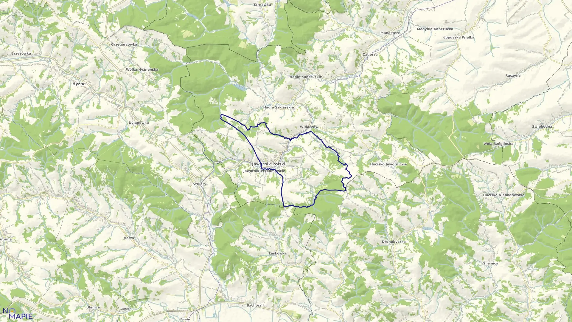 Mapa obrębu JAWORNIK POLSKI gmina Jawornik Polski