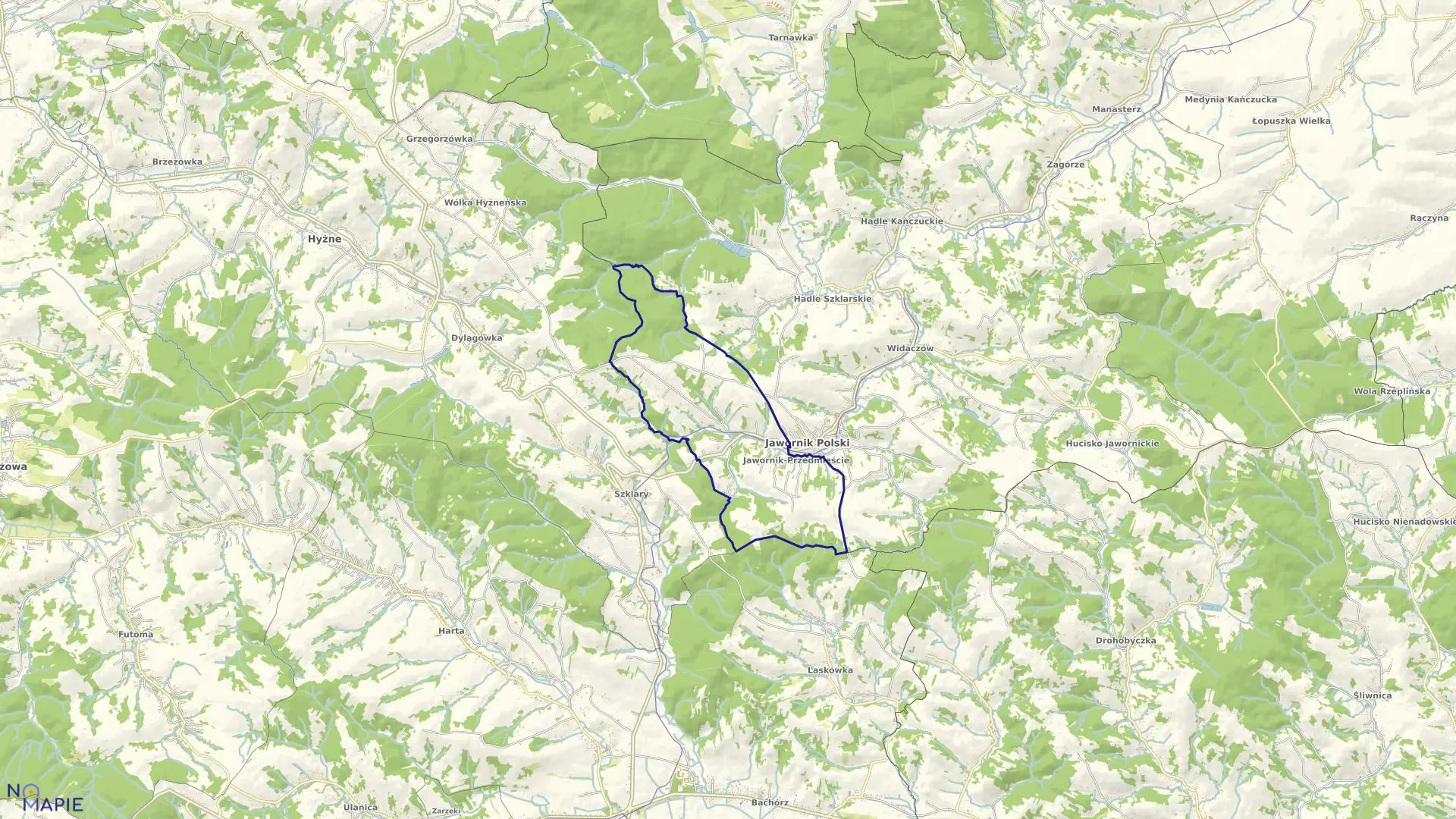 Mapa obrębu JAWORNIK PRZEDMIEŚCIE gmina Jawornik Polski