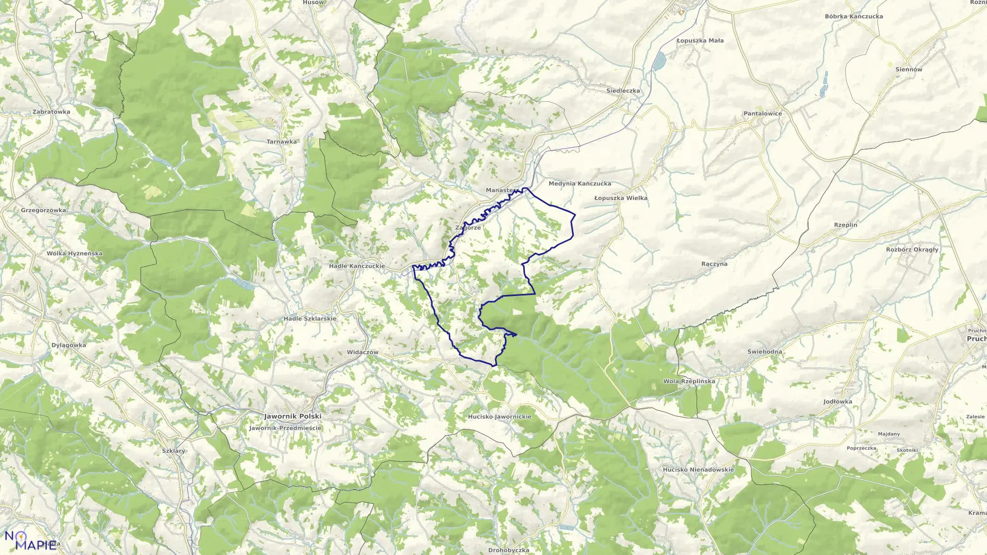 Mapa obrębu ZAGÓRZE gmina Jawornik Polski